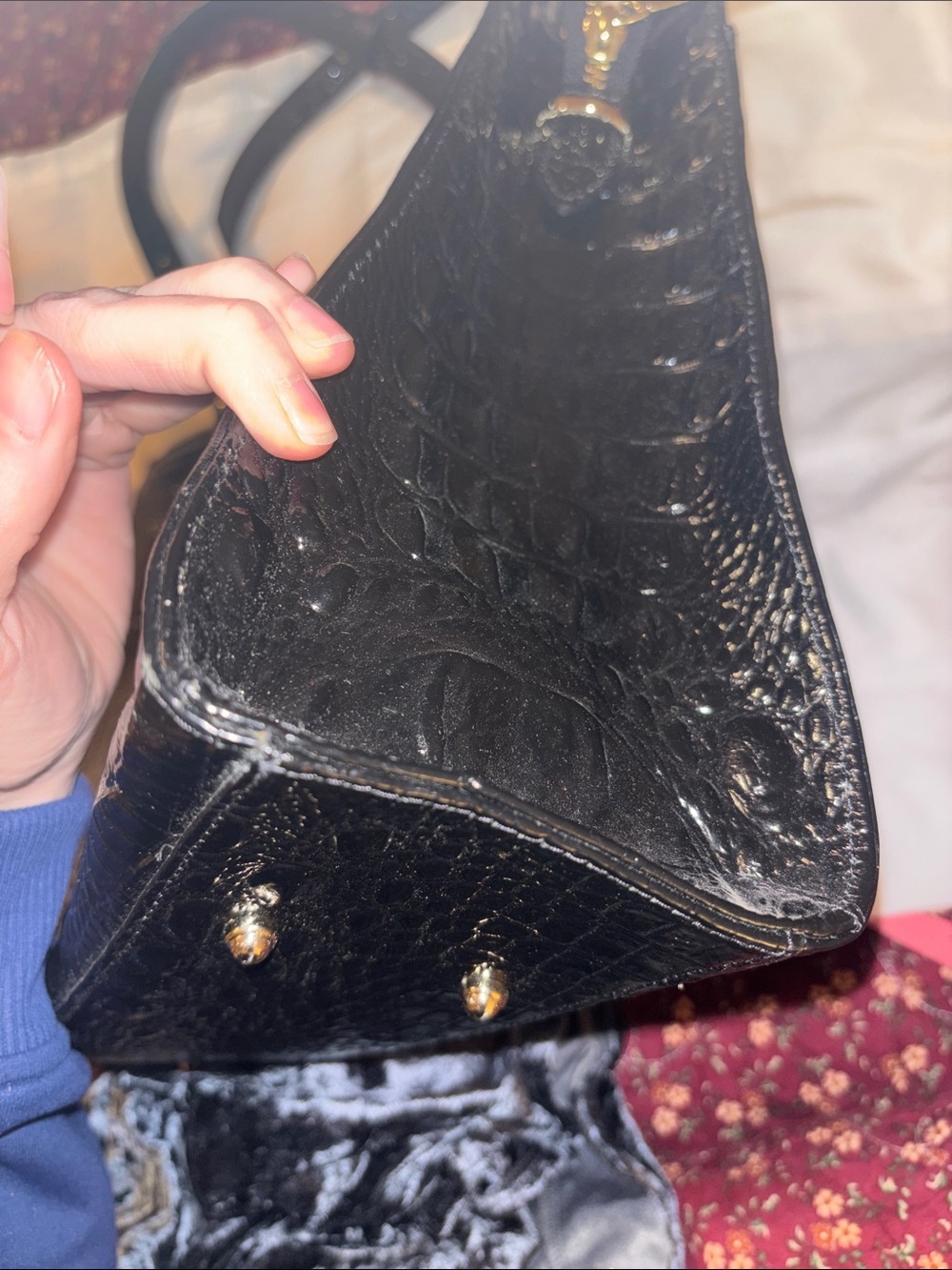 Brahmin Black Croc-Embossed Patent Tote - Picture 8 of 12
